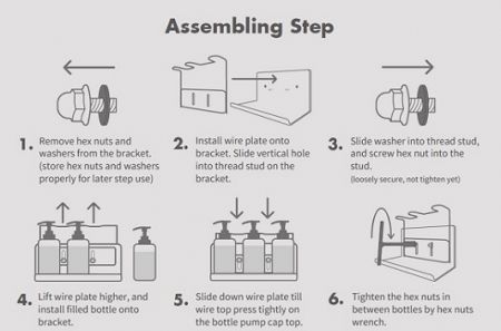 Manual Instruksi Untuk Pemasangan Dinding & Langkah Pengisian Ulang - Pemegang Satu Botol